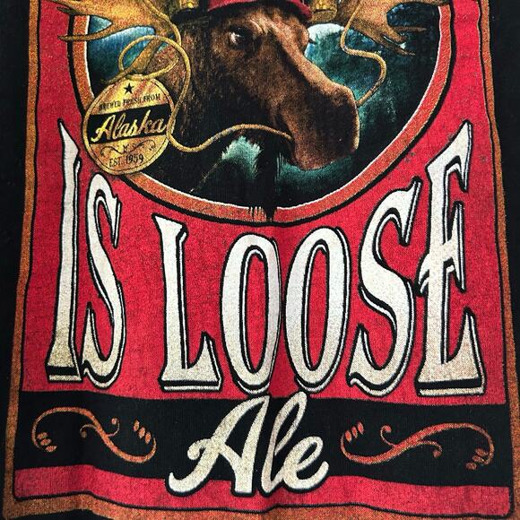 Men’s Creative Apparel Moose is loose brewing beer Ale graphic logo T-shirt S - Picture 5 of 11